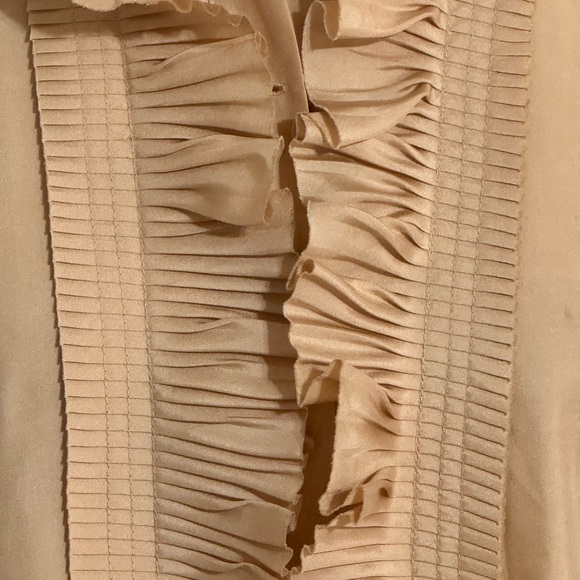 J.‎ CREW 10% Silk Tan Gold Ruffled Sleeveless Top Business Party Work Size 4 - Picture 4 of 9